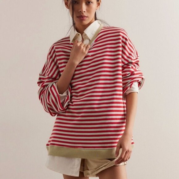 NWOT Striped Crewneck Cherry Combo size- MEDIUM - Picture 3 of 5